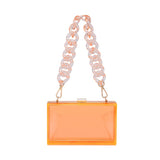 Linked Chain Strap Transparent Acrylic Clutch