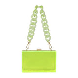Linked Chain Strap Transparent Acrylic Clutch